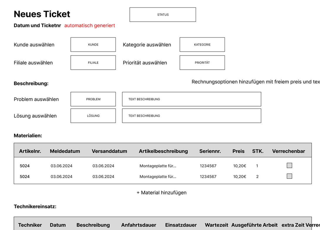 Erstes Design