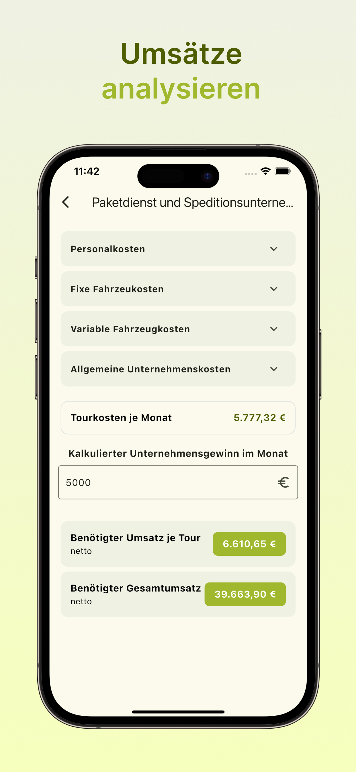 Tourkostenrechner auf Smartphone